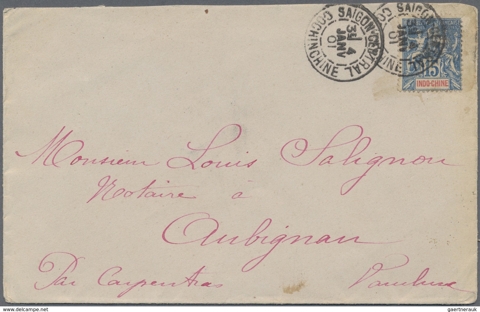 Br Französisch-Indochina: 1890/1901, correspondence  of 28 covers from Cochinchine to Aubignan/Vaucluse