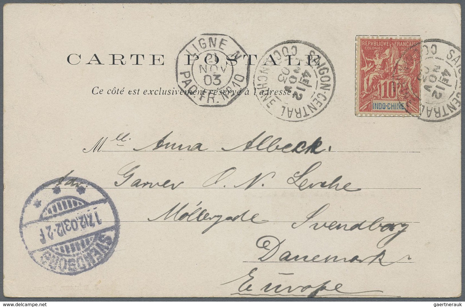 Br/ Französisch-Indochina: 1903/37, Covers (ca. 90), A. O. Red Haiphong Of 1901, Ship Post Marking "KOBE - Lettres & Documents