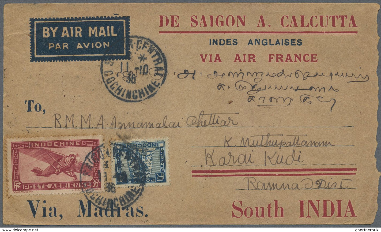 Br/ Französisch-Indochina: 1903/37, Covers (ca. 90), A. O. Red Haiphong Of 1901, Ship Post Marking "KOBE - Covers & Documents