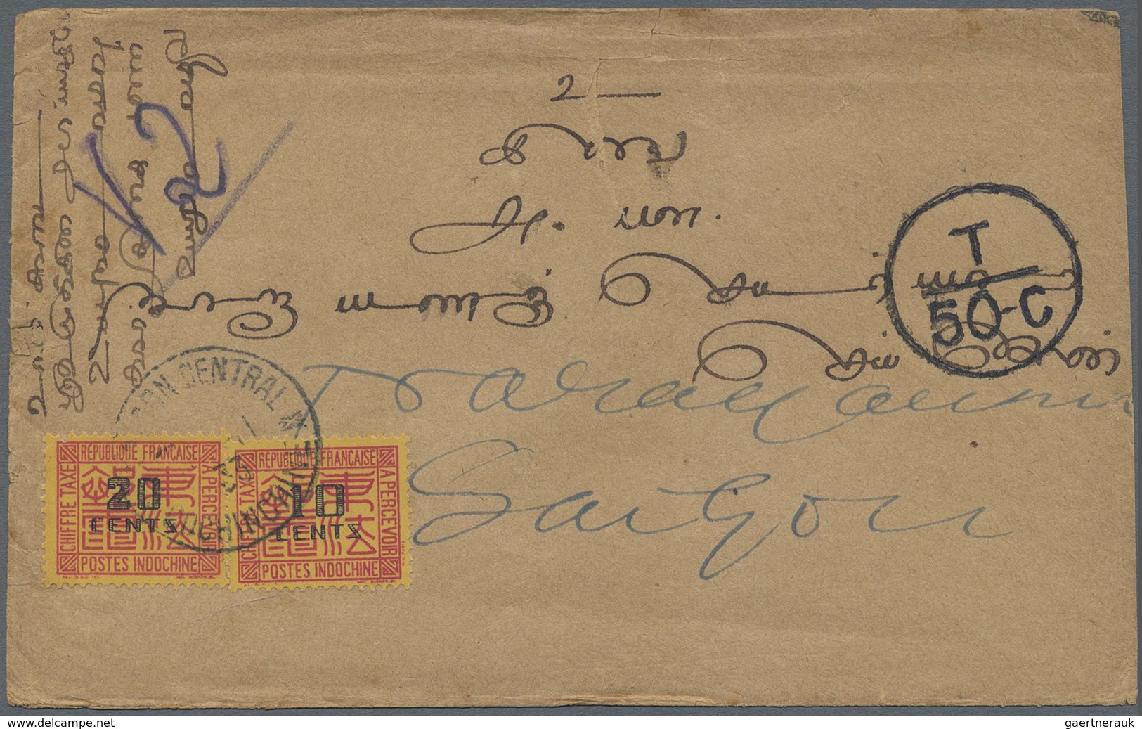 Br/ Französisch-Indochina: 1903/37, covers (ca. 90), a. o. red Haiphong of 1901, ship post marking "KOBE