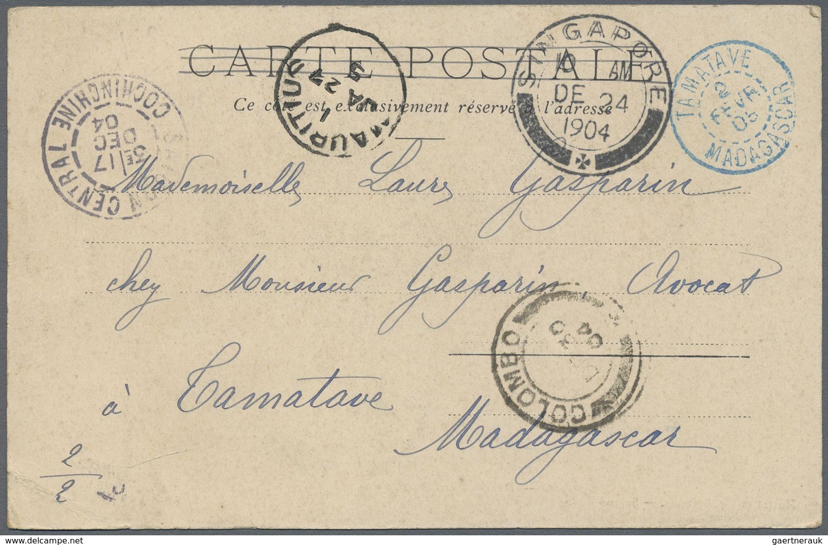 Französisch-Indochina: 1904/05 (ca.) Ppc (18) Franked On View Side, Inc. 6 Used To Tamatave/Madagasc - Lettres & Documents