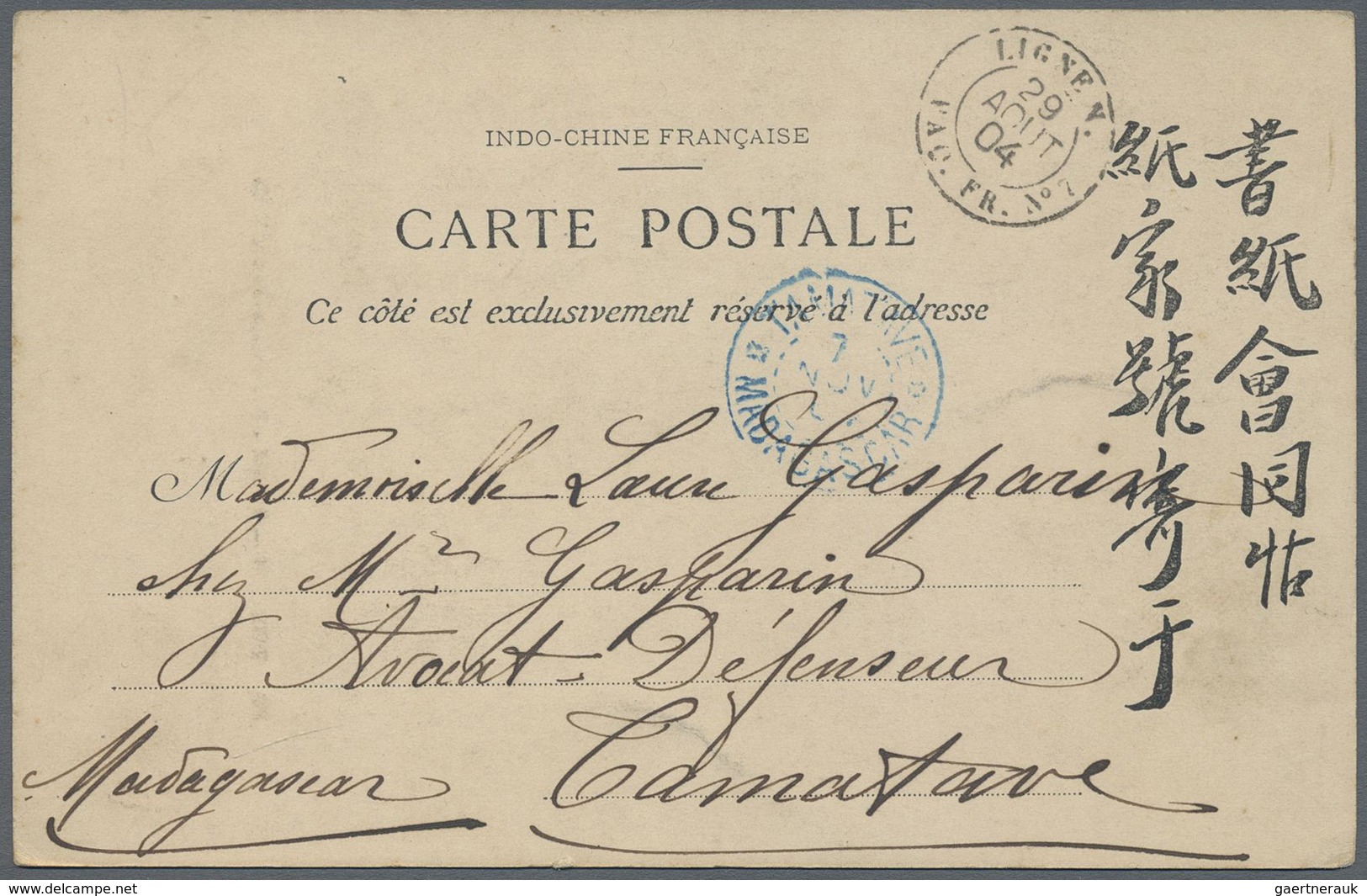 Französisch-Indochina: 1904/05 (ca.) Ppc (18) Franked On View Side, Inc. 6 Used To Tamatave/Madagasc - Covers & Documents