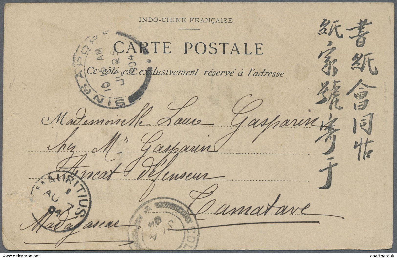 Französisch-Indochina: 1904/05 (ca.) Ppc (18) Franked On View Side, Inc. 6 Used To Tamatave/Madagasc - Covers & Documents