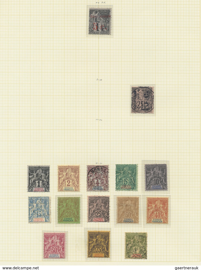 O/* Französisch-Kongo: 1891/1900, Pretty Collection On Album Pages, From 1891 Red Overprint 5c. On 1c. D - Lettres & Documents
