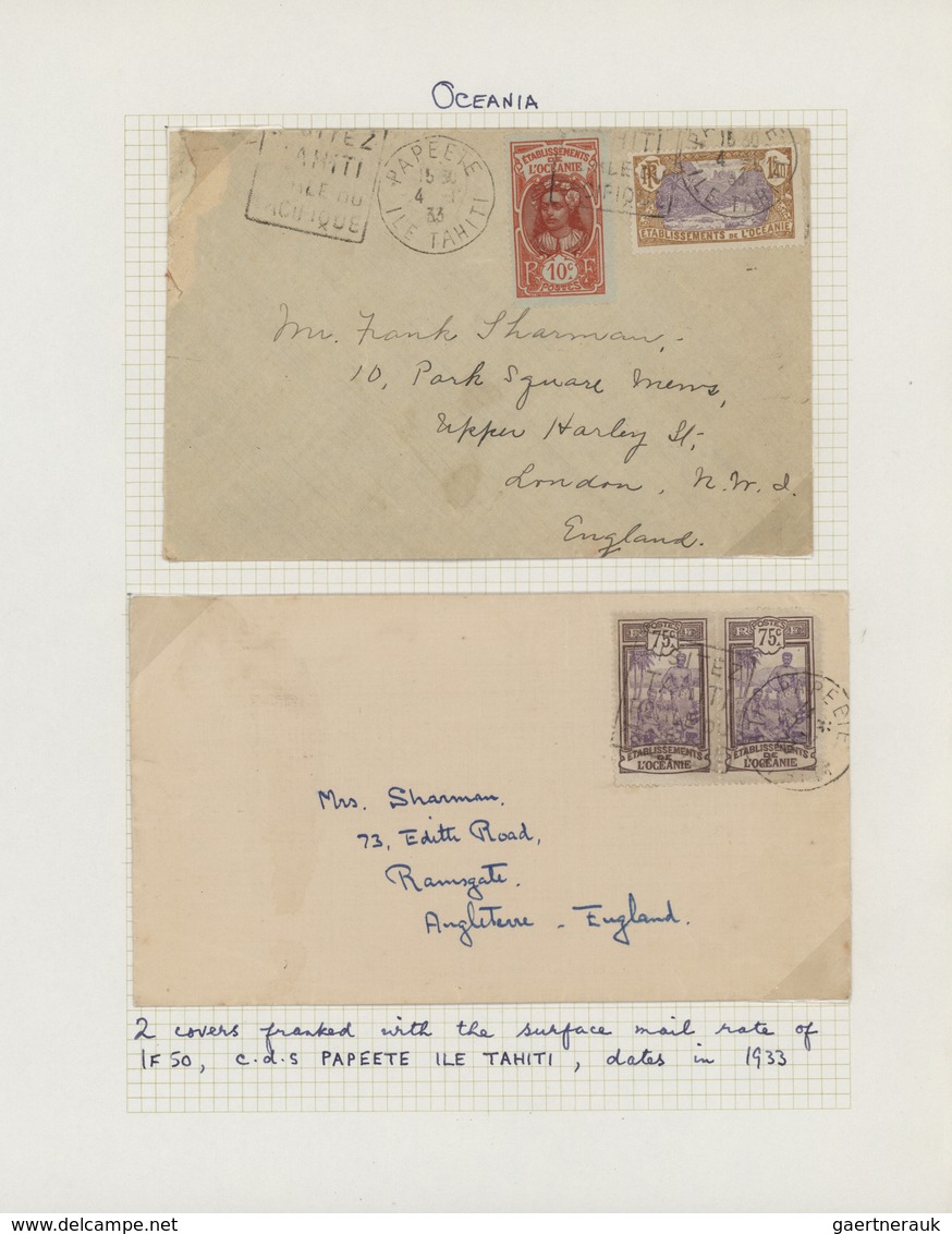 Br/GA Französisch-Ozeanien: 1892/1958, 24 Items, Thereof 11 Different Stationery Cards, 12 Letters To Fore - Autres & Non Classés