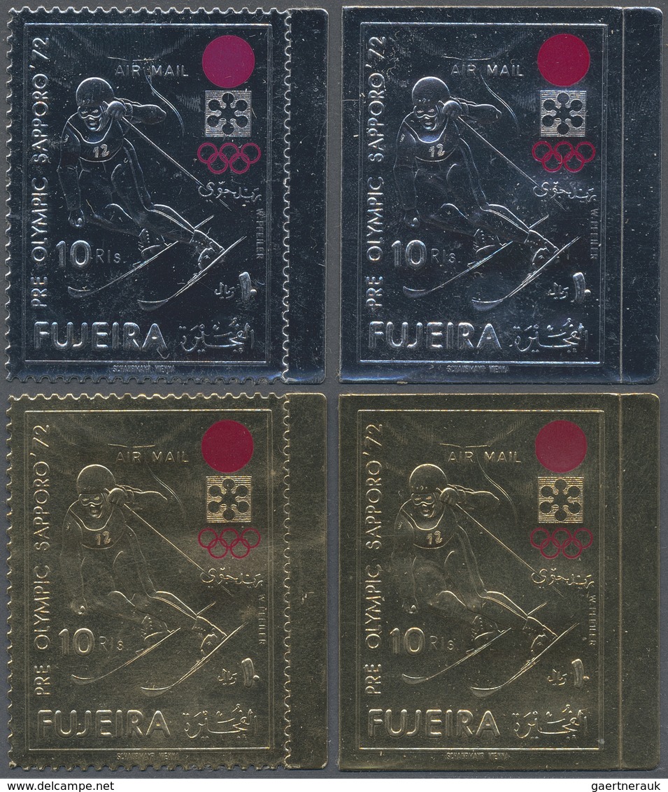 ** Fudschaira / Fujeira: 1971, Winter Olympics 1972 Sapporo 'Slalom' Gold And Silver Foil Stamps Invest - Fujeira