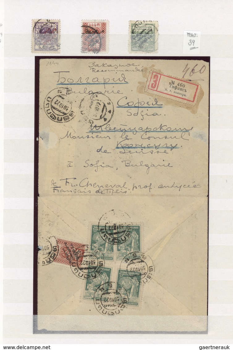 Br/GA/O Georgien: 1916-26: Postal history and stamp collection of 20 covers and about 80 stamps, with remark