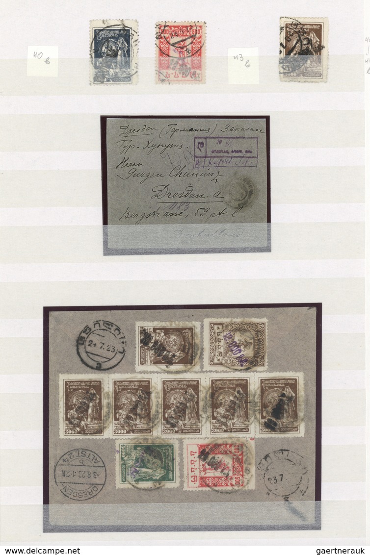 Br/GA/O Georgien: 1916-26: Postal history and stamp collection of 20 covers and about 80 stamps, with remark