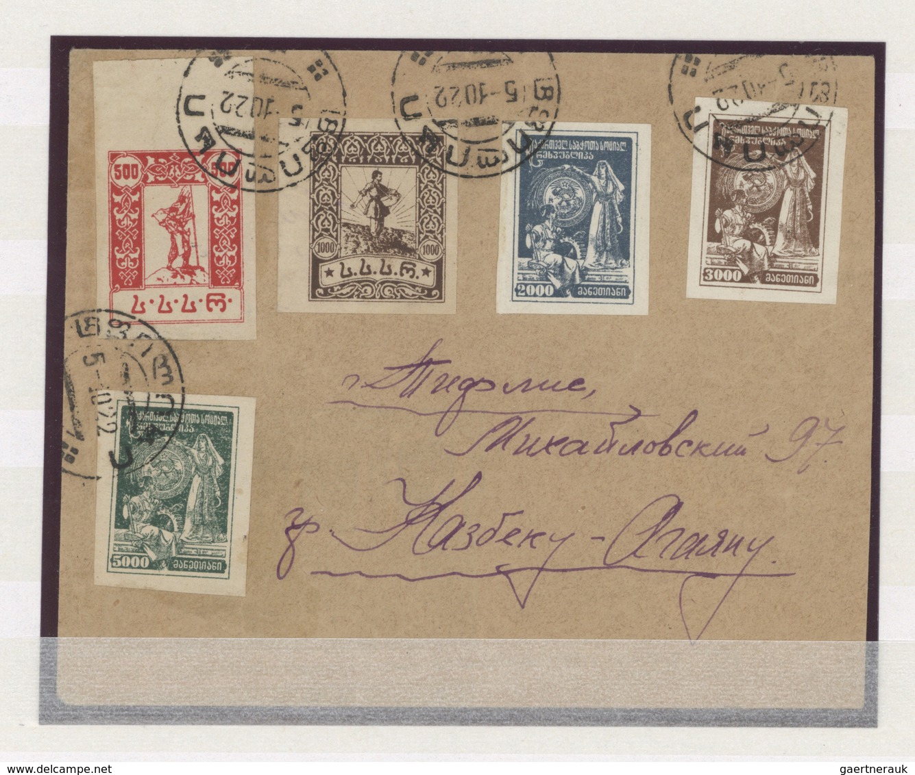 Br/GA/O Georgien: 1916-26: Postal history and stamp collection of 20 covers and about 80 stamps, with remark
