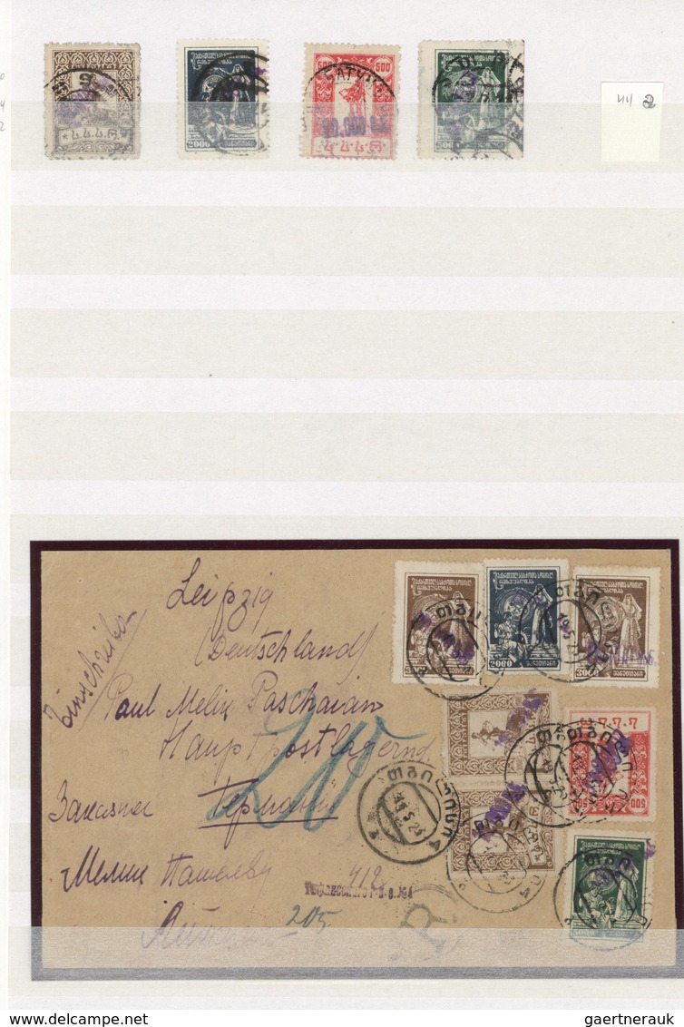 Br/GA/O Georgien: 1916-26: Postal history and stamp collection of 20 covers and about 80 stamps, with remark