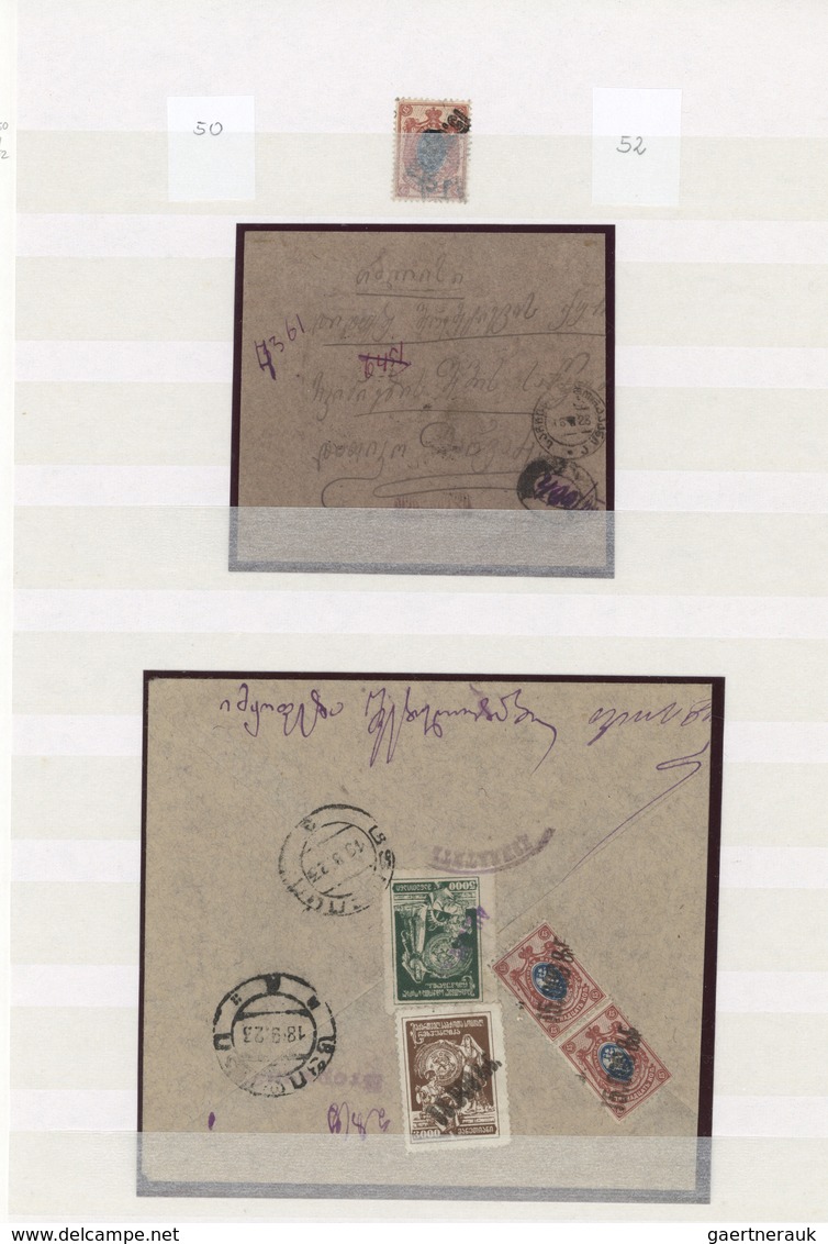 Br/GA/O Georgien: 1916-26: Postal history and stamp collection of 20 covers and about 80 stamps, with remark