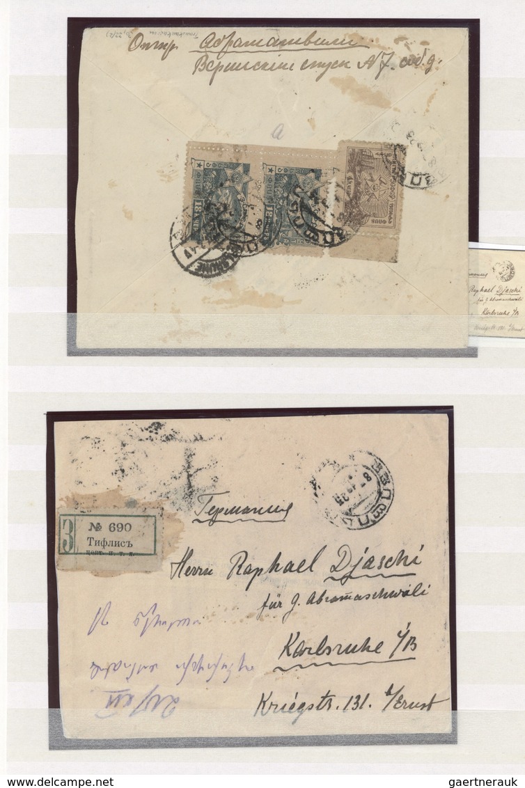 Br/GA/O Georgien: 1916-26: Postal history and stamp collection of 20 covers and about 80 stamps, with remark