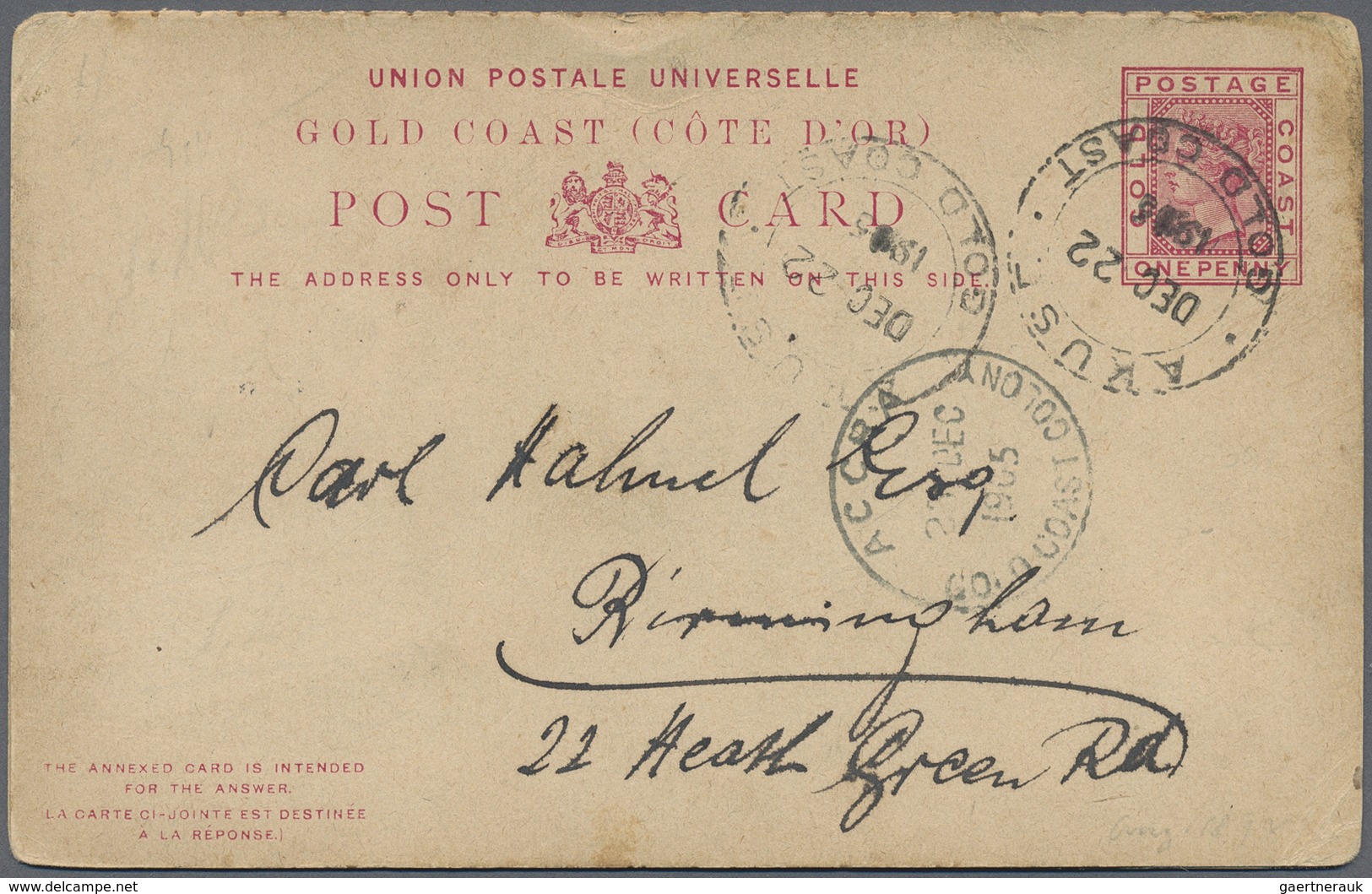 Br Goldküste: 1894/1952: 36 interesting envelopes, picture postcards and postal stationeries including