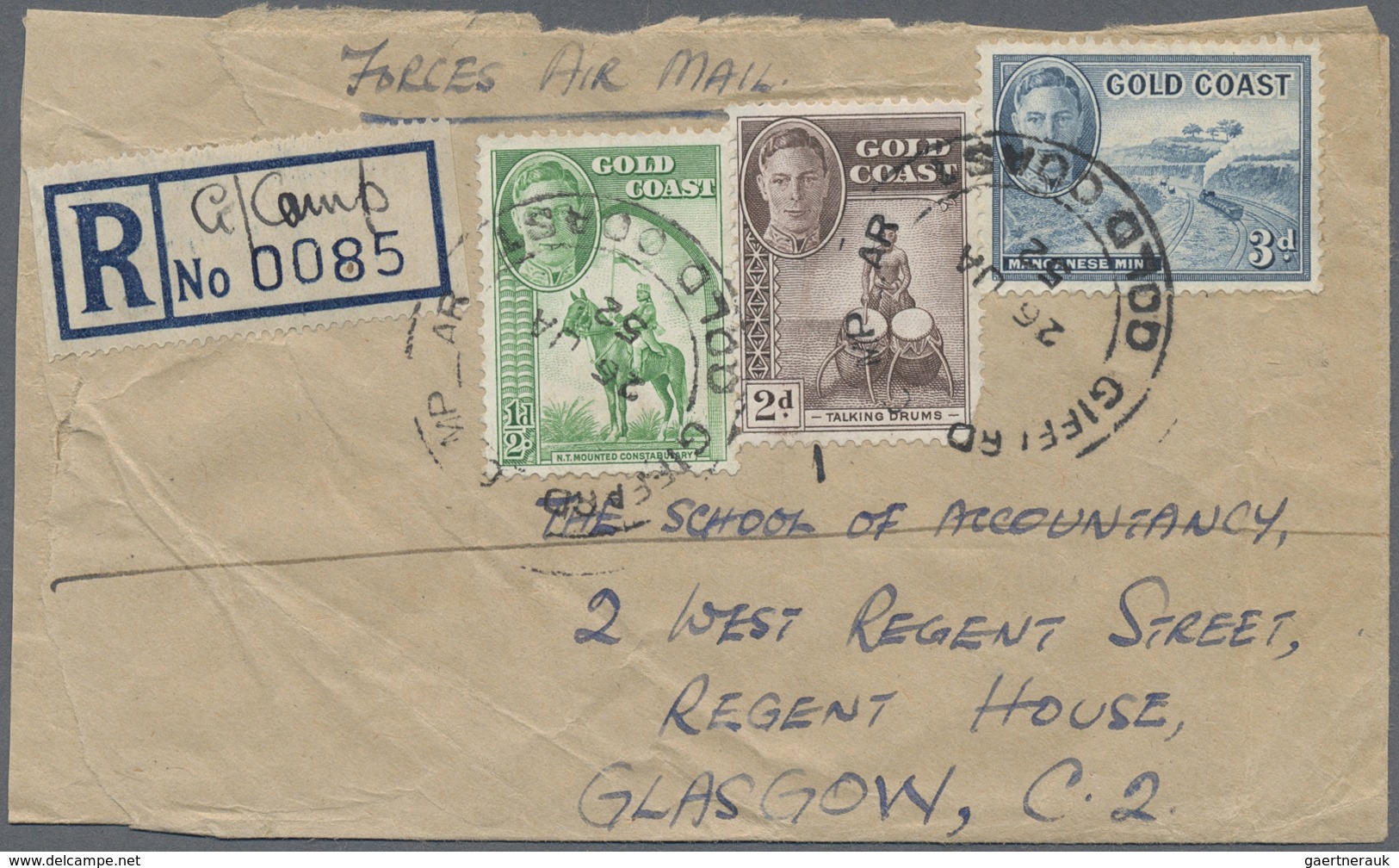 Br Goldküste: 1894/1952: 36 interesting envelopes, picture postcards and postal stationeries including