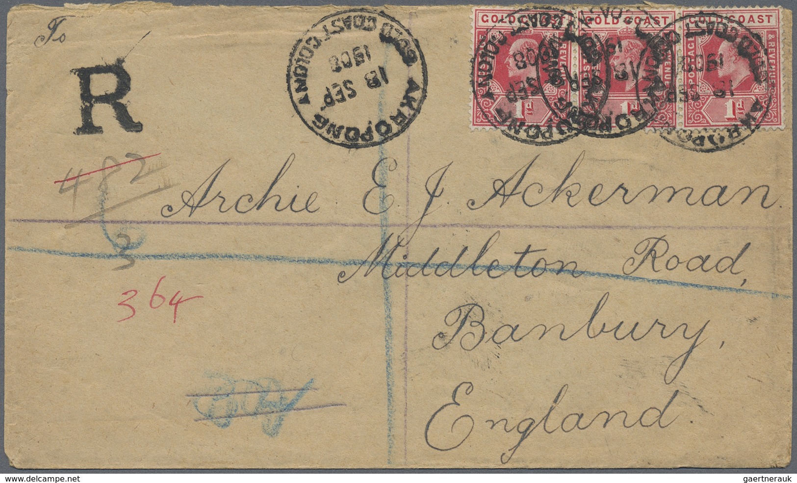 Br Goldküste: 1894/1952: 36 interesting envelopes, picture postcards and postal stationeries including