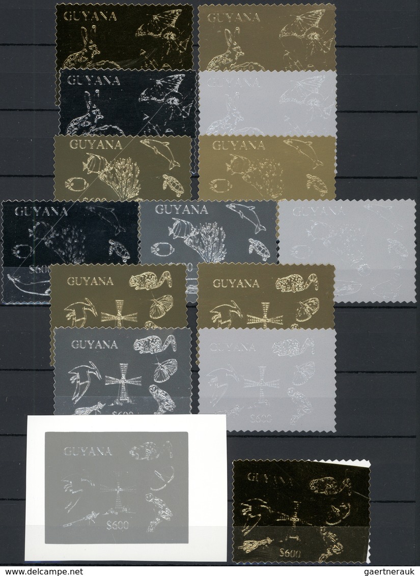 ** Guyana: 1992/1994, Important And Very Specialised Collection In Two Albums With Different GOLD And S - Guyane (1966-...)