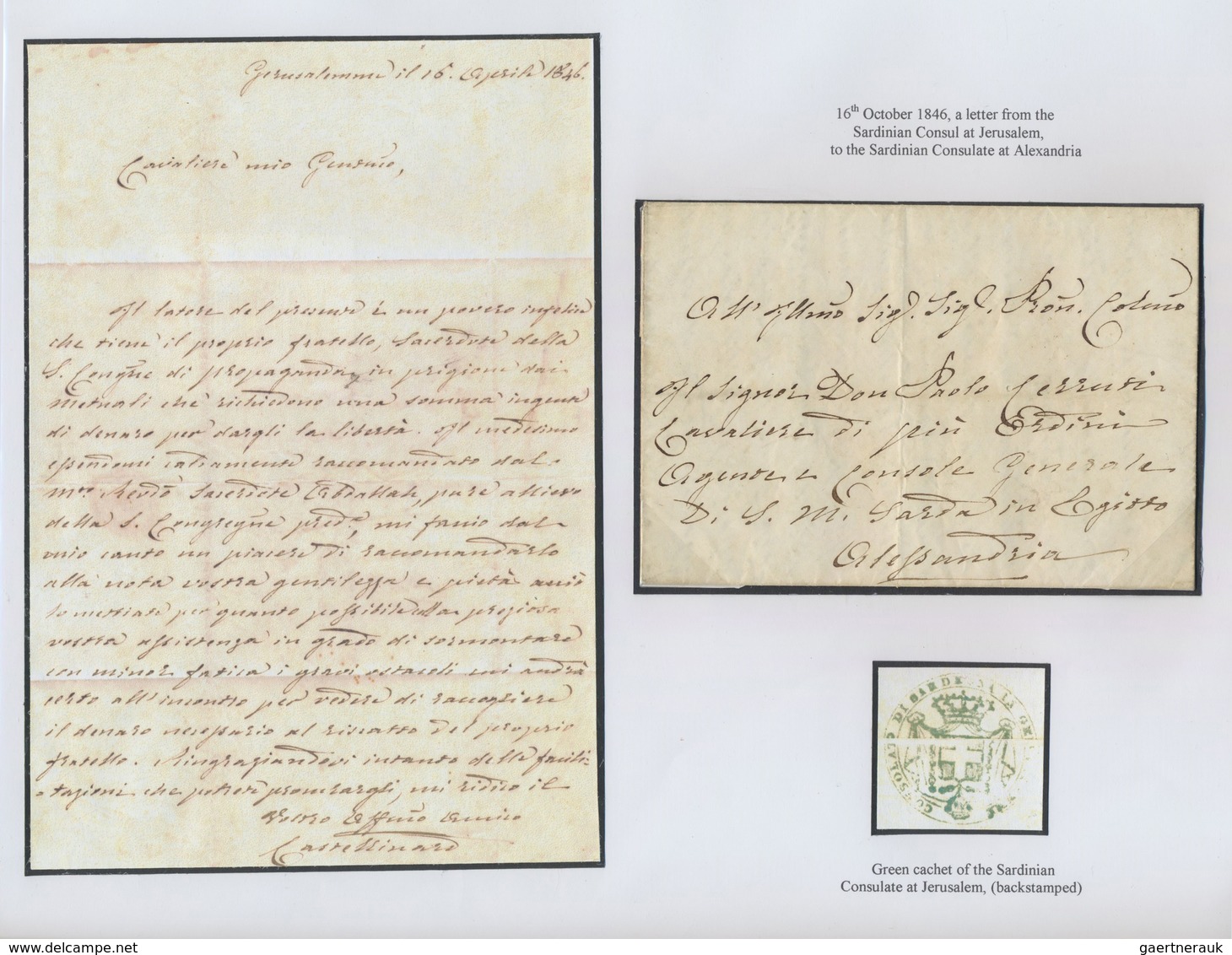 Br Holyland: 1846-73, Four Covers From And One To Jerusalem, Written From Sardinian Or British Consulat - Palestina