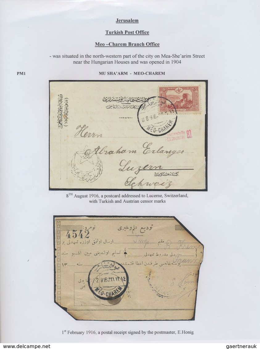 Br/GA Holyland: 1900-1914, "TURKISH POST OFFICES IN HOLY LAND" Collection On 86 Exhibition Leaves Includin - Palestine