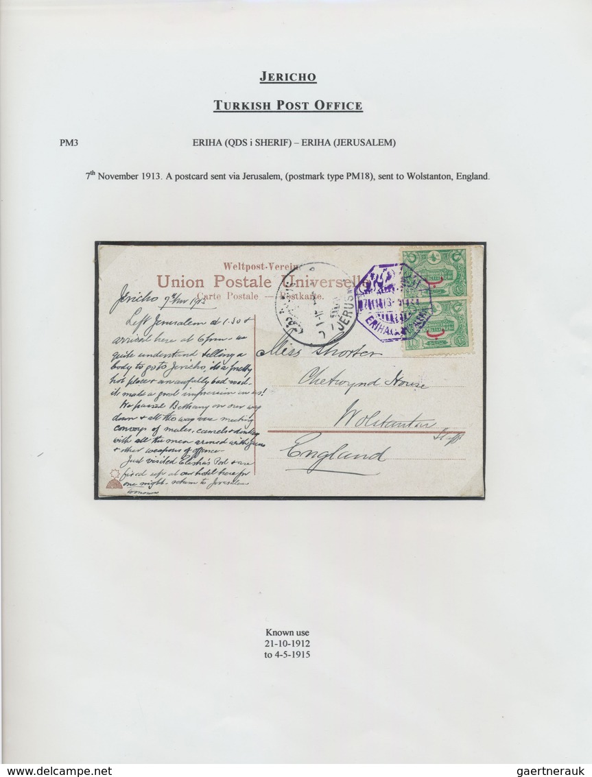 Br/GA Holyland: 1900-1914, "TURKISH POST OFFICES IN HOLY LAND" Collection on 86 exhibition leaves includin