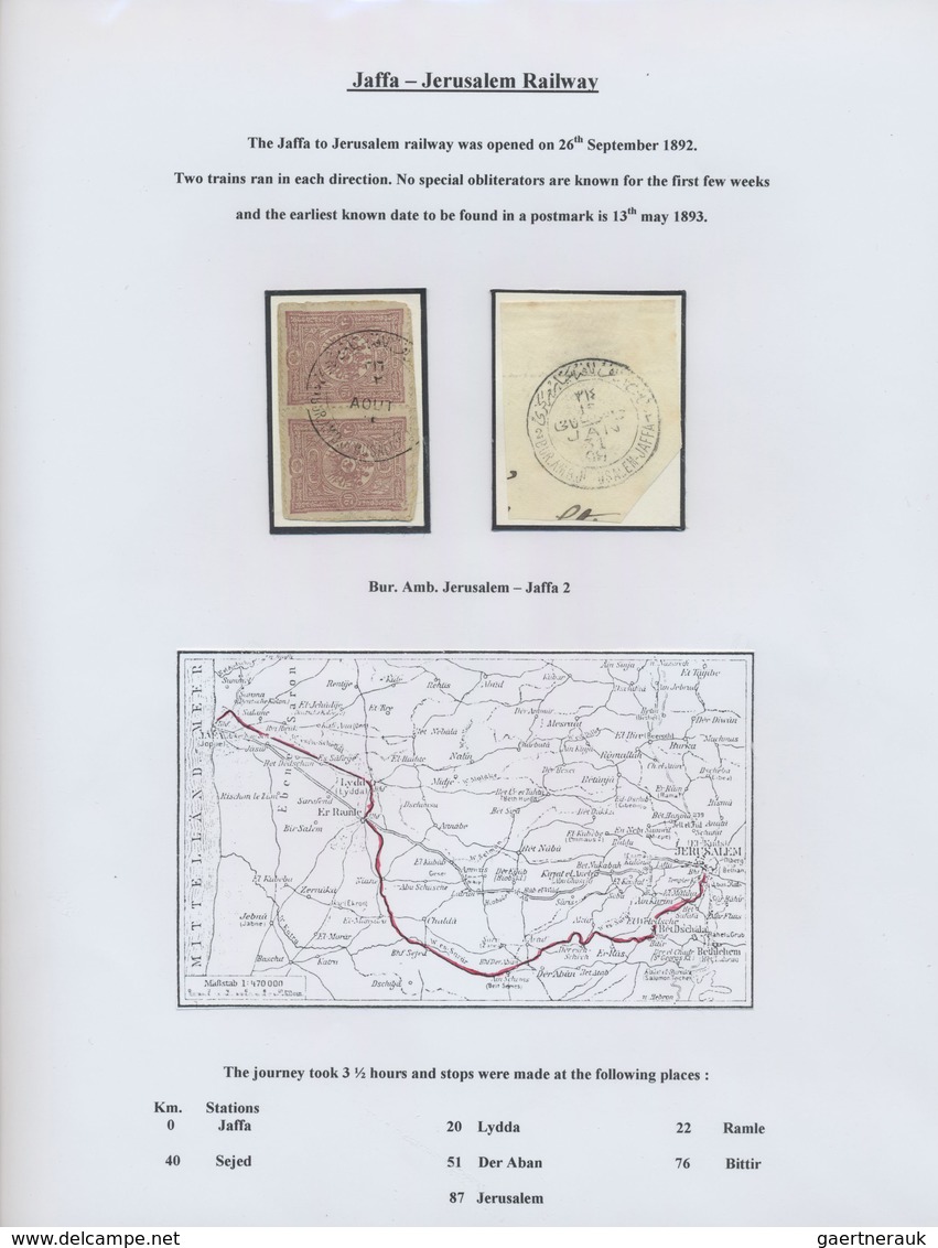 Br Holyland: 1901-1914, "RAILWAY IN THE HOLY LAND" Collection on 9 exhibition leaves including "BUR AMB