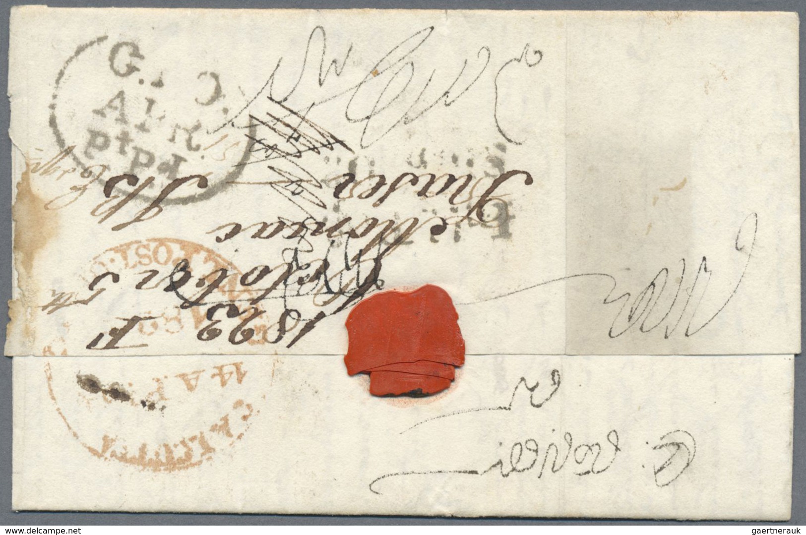 Br Indien - Vorphilatelie: 1823/1835, Group Of Five Better Letters Incoming To Calcutta, Showing A Good - ...-1852 Prephilately