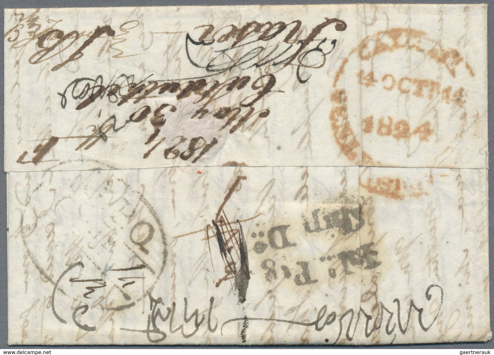 Br Indien - Vorphilatelie: 1823/1835, Group Of Five Better Letters Incoming To Calcutta, Showing A Good - ...-1852 Prephilately