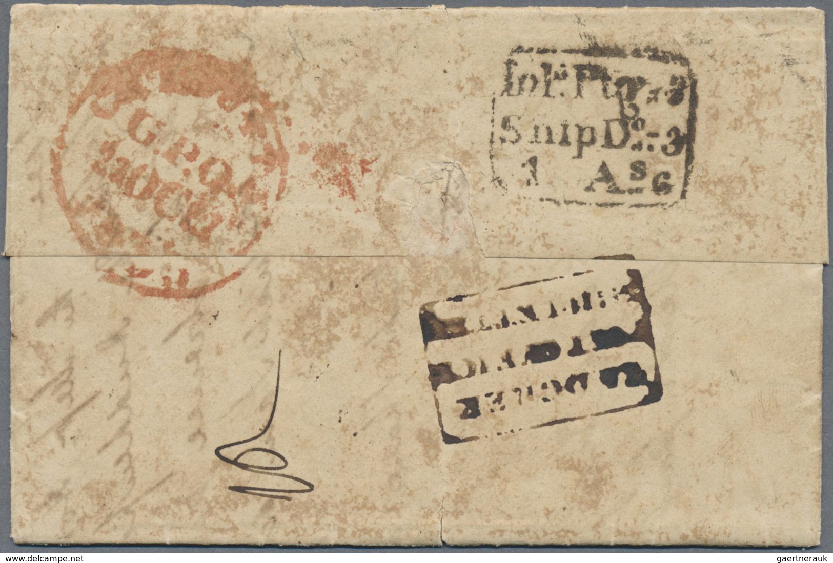 Br Indien - Vorphilatelie: 1823/1835, Group Of Five Better Letters Incoming To Calcutta, Showing A Good - ...-1852 Préphilatélie