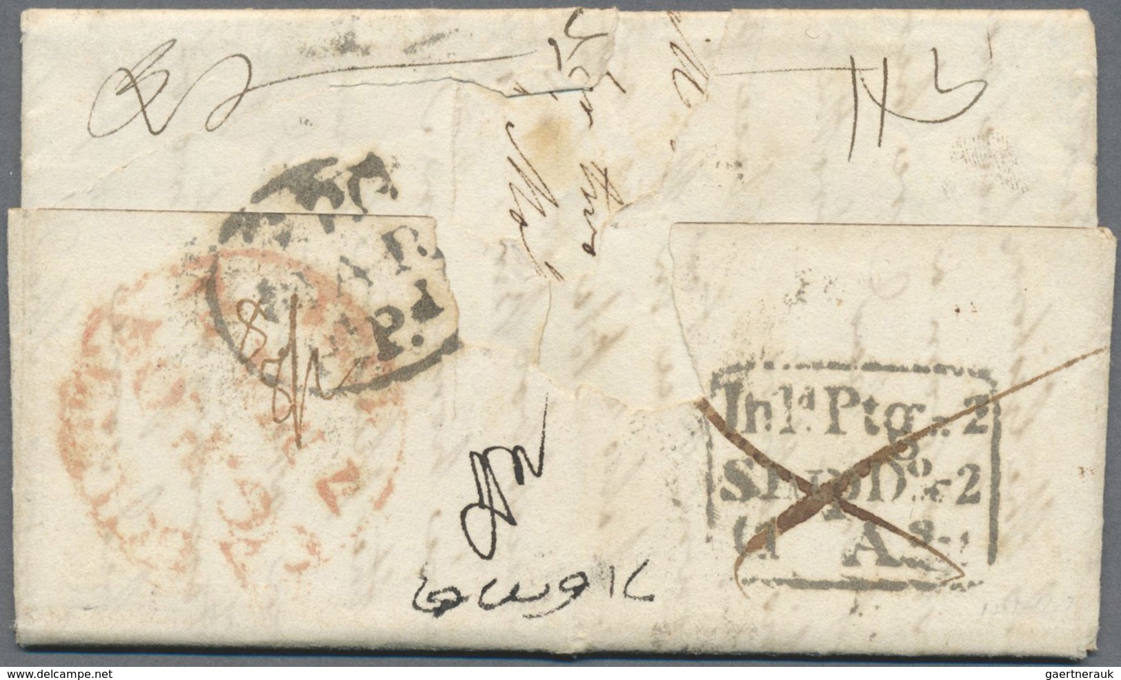Br Indien - Vorphilatelie: 1823/1835, Group Of Five Better Letters Incoming To Calcutta, Showing A Good - ...-1852 Prephilately