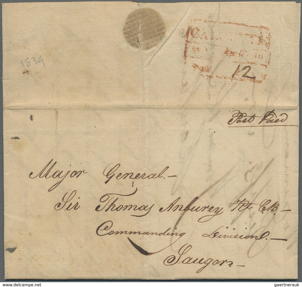 Br Indien - Vorphilatelie: 1826-52, CALCUTTA postmarks/handstamps: 14 letters from (few to) Calcutta wi