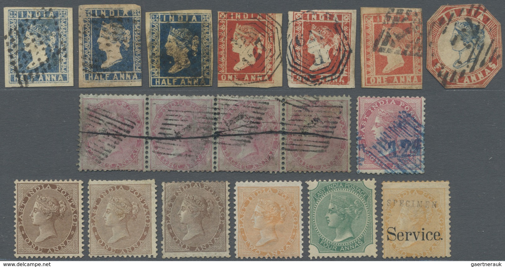 O/Brfst/* Indien: 1854-1900 Ca.: Accumulation Of Several Hundred Stamps Of Queen Victoria Issues Including Off - Autres & Non Classés