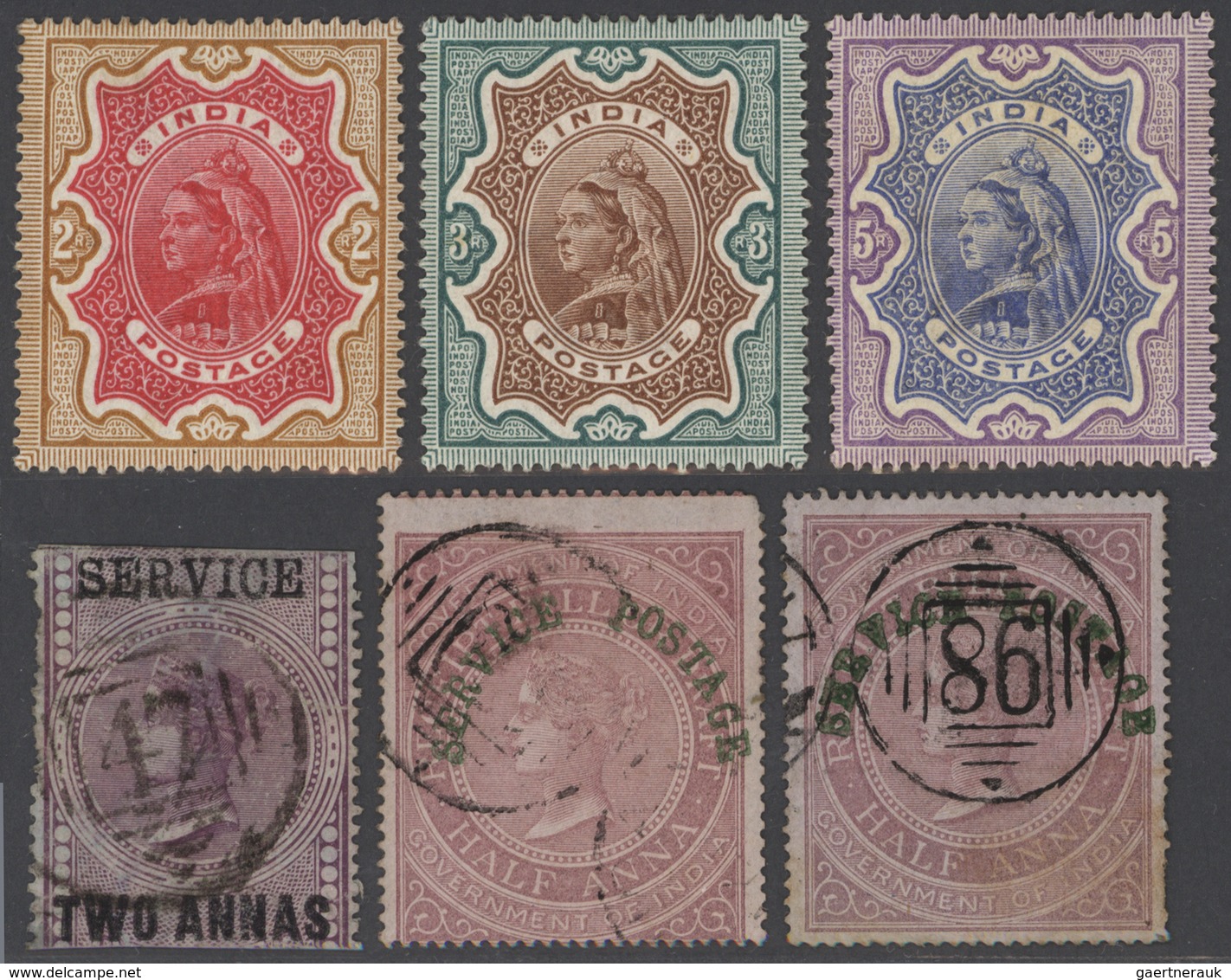 */O/ Indien: 1854-1895: Mint And Used Collection Of 60 Stamps Queen Victoria, Including Two Singles 1854 - Autres & Non Classés
