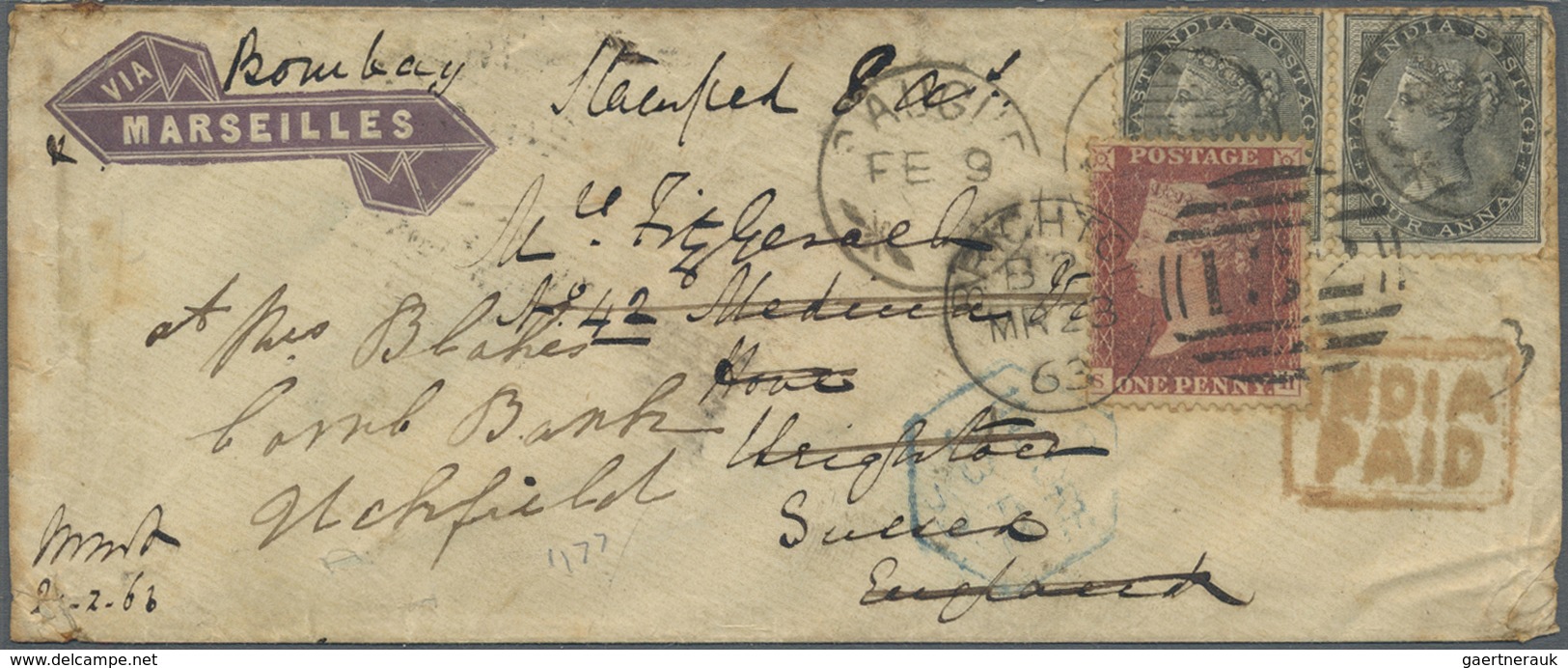 Br/GA/Brfst/O Indien: 1854-1880's (ca.) - "EARLY INDIAN CANCELLATIONS": Specialized Collection Of About 1000 Cover - Autres & Non Classés