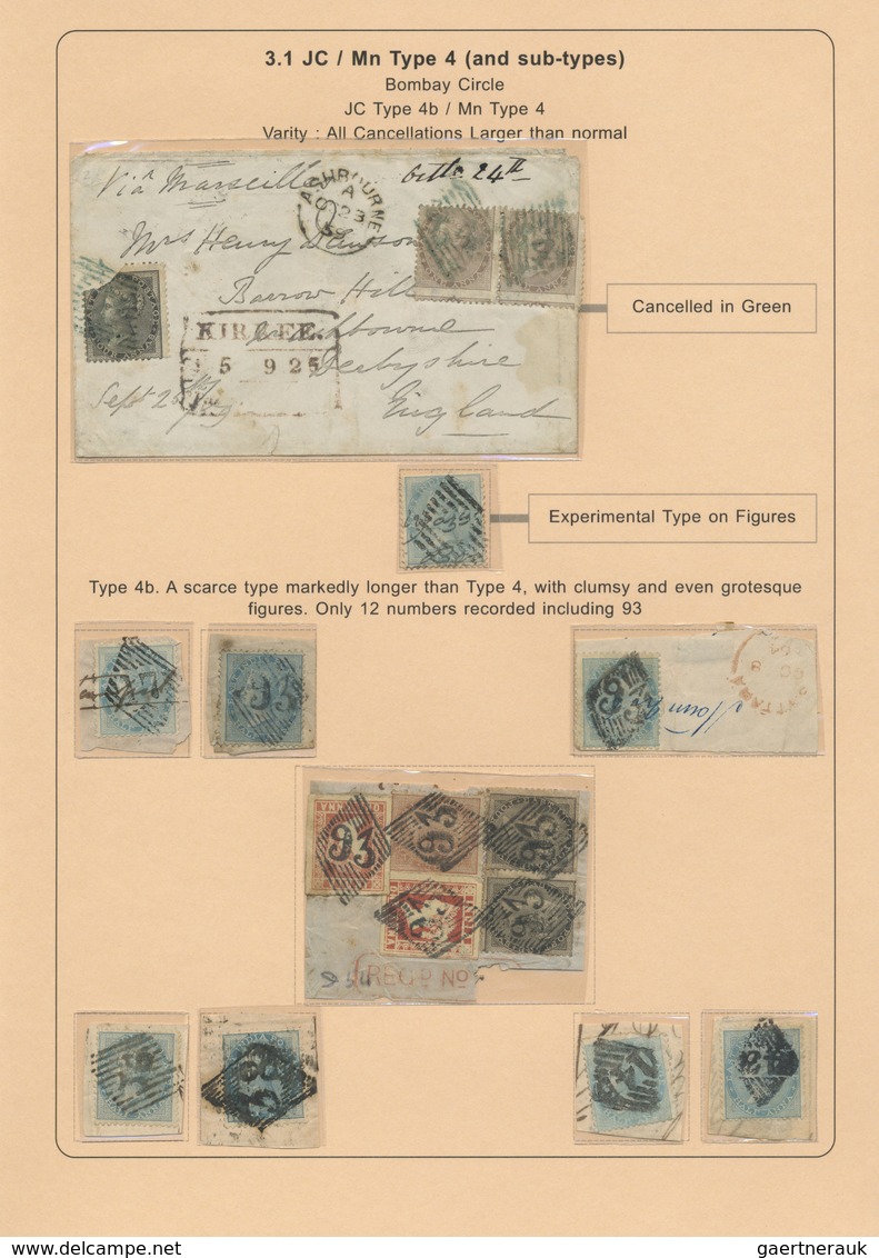 Br/GA/Brfst/O Indien: 1854-1880's (ca.) - "EARLY INDIAN CANCELLATIONS": Specialized Collection Of About 1000 Cover - Autres & Non Classés