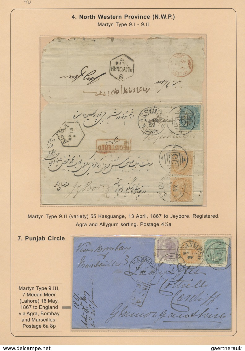 Br/GA/Brfst/O Indien: 1854-1880's (ca.) - "EARLY INDIAN CANCELLATIONS": Specialized collection of about 1000 cover