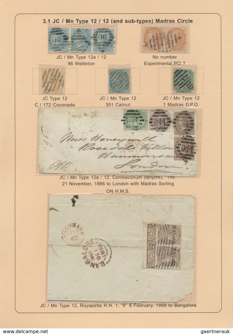 Br/GA/Brfst/O Indien: 1854-1880's (ca.) - "EARLY INDIAN CANCELLATIONS": Specialized collection of about 1000 cover