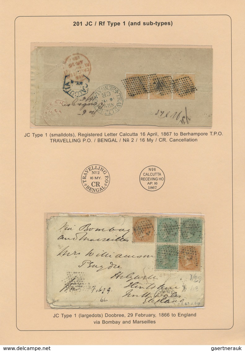 Br/GA/Brfst/O Indien: 1854-1880's (ca.) - "EARLY INDIAN CANCELLATIONS": Specialized collection of about 1000 cover