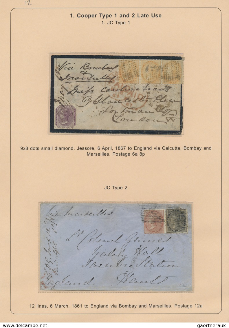 Br/GA/Brfst/O Indien: 1854-1880's (ca.) - "EARLY INDIAN CANCELLATIONS": Specialized collection of about 1000 cover