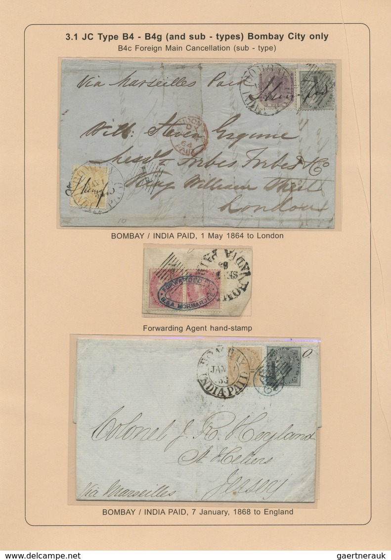 Br/GA/Brfst/O Indien: 1854-1880's (ca.) - "EARLY INDIAN CANCELLATIONS": Specialized collection of about 1000 cover