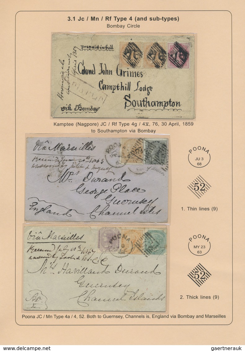 Br/GA/Brfst/O Indien: 1854-1880's (ca.) - "EARLY INDIAN CANCELLATIONS": Specialized collection of about 1000 cover