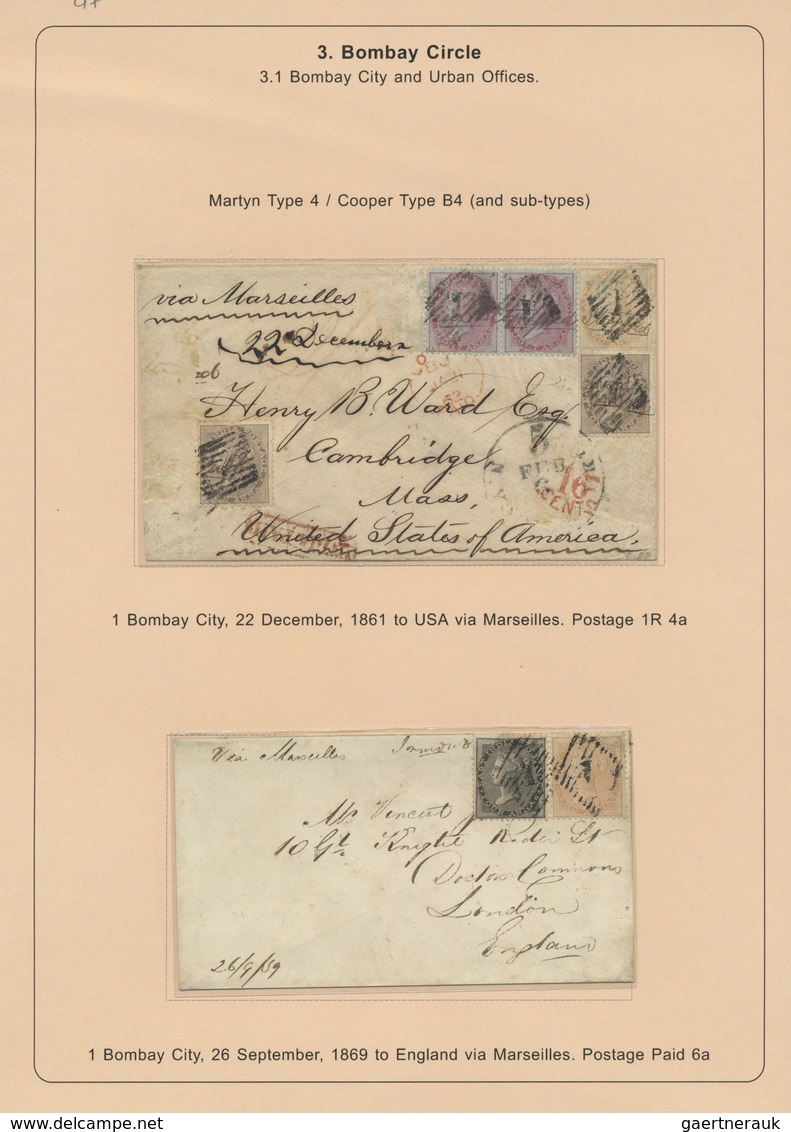 Br/GA/Brfst/O Indien: 1854-1880's (ca.) - "EARLY INDIAN CANCELLATIONS": Specialized collection of about 1000 cover