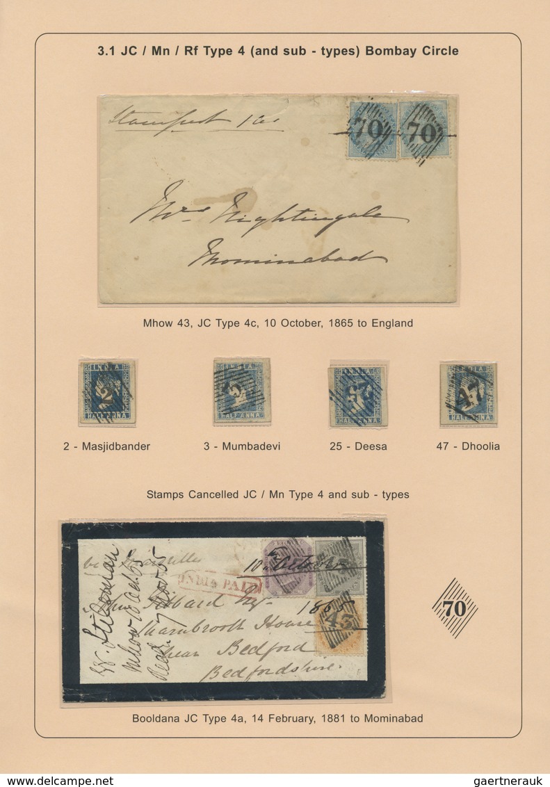 Br/GA/Brfst/O Indien: 1854-1880's (ca.) - "EARLY INDIAN CANCELLATIONS": Specialized collection of about 1000 cover