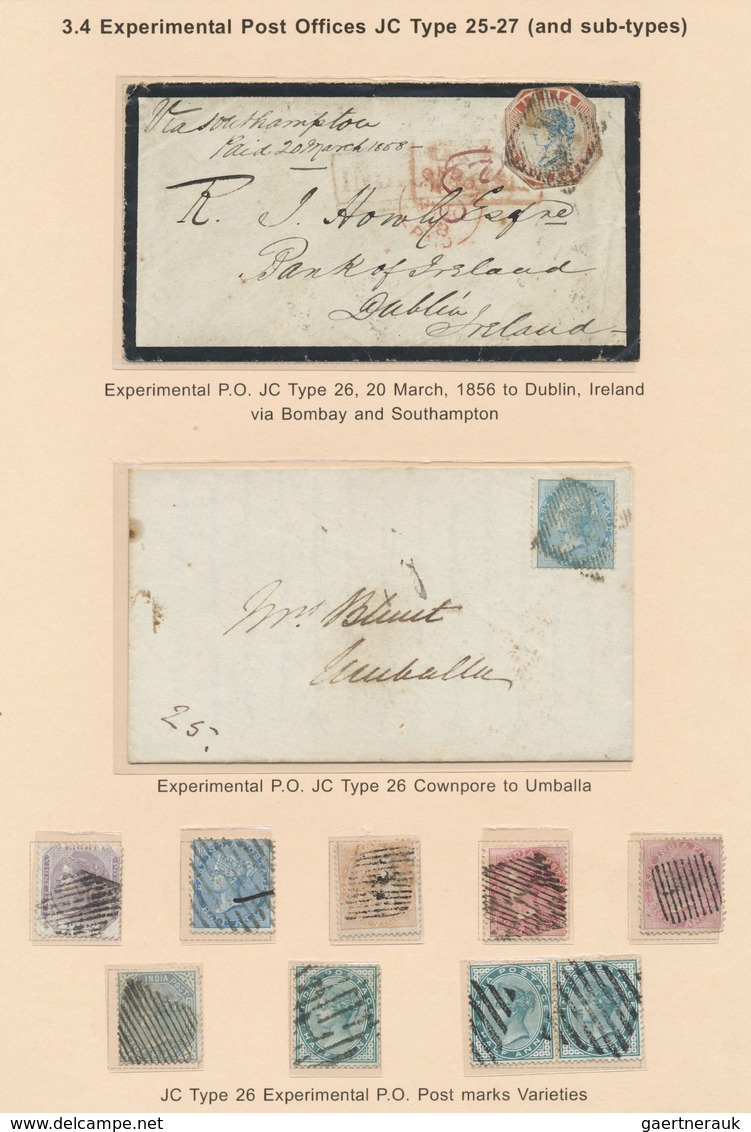 Br/Brfst/O Indien: 1854-1860's INDIAN CANCELLATIONS ON LITHOGRAPHS: Specialized collection of more than 160 cov