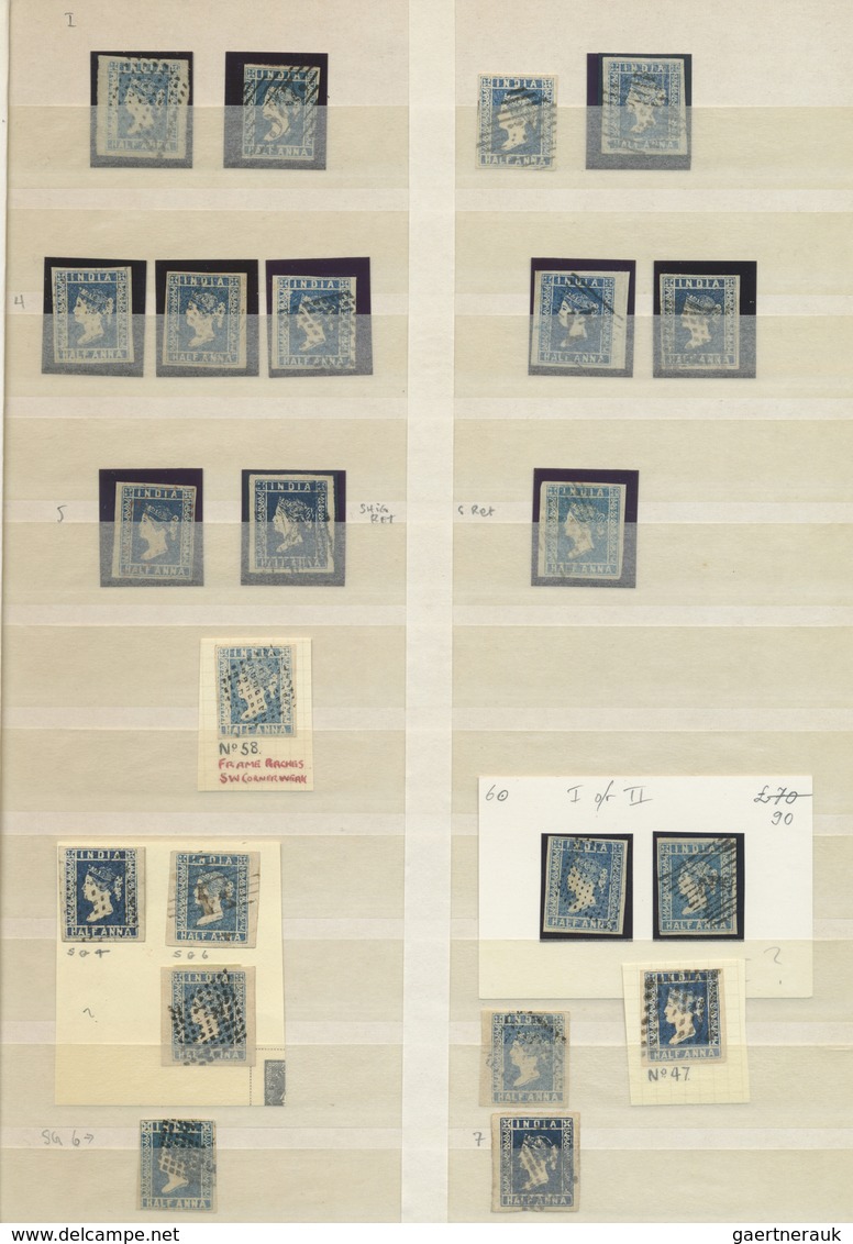 O Indien: 1854-55: Collection Of 180 Stamps, Used Mostly, With 66 Lithographed ½a. Blue (Dies I-III), - Autres & Non Classés