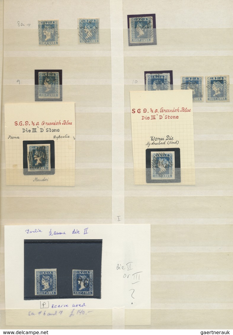 O Indien: 1854-55: Collection Of 180 Stamps, Used Mostly, With 66 Lithographed ½a. Blue (Dies I-III), - Autres & Non Classés