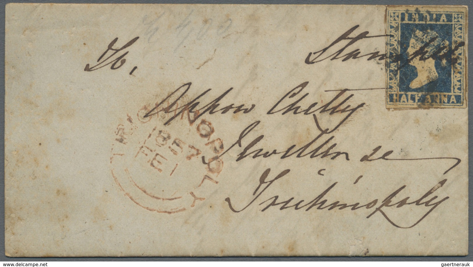 Br Indien: 1854-55: Nine Covers Franked With Lithographed ½a. (six, Different Dies/shades) And 1a. (two - Andere & Zonder Classificatie