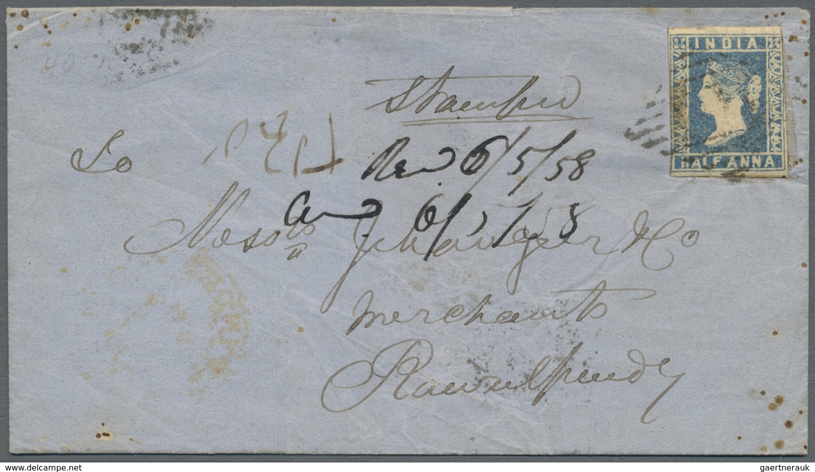 Br Indien: 1854-55: Nine Covers Franked With Lithographed ½a. (six, Different Dies/shades) And 1a. (two - Andere & Zonder Classificatie