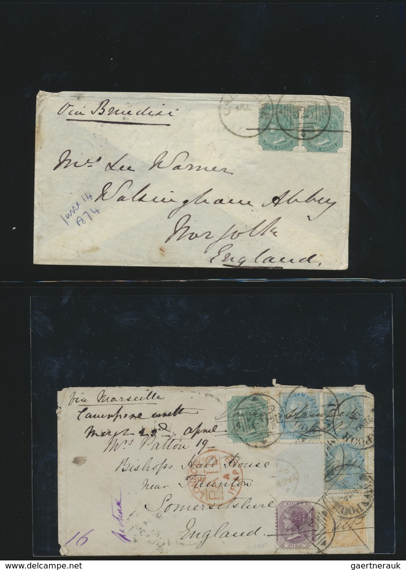 Br Indien: 1855-1900 ca.: Collection of more than 100 covers and letters to England, Scotland and Irela