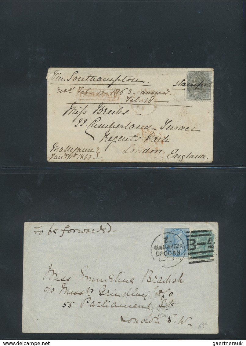 Br Indien: 1855-1900 ca.: Collection of more than 100 covers and letters to England, Scotland and Irela