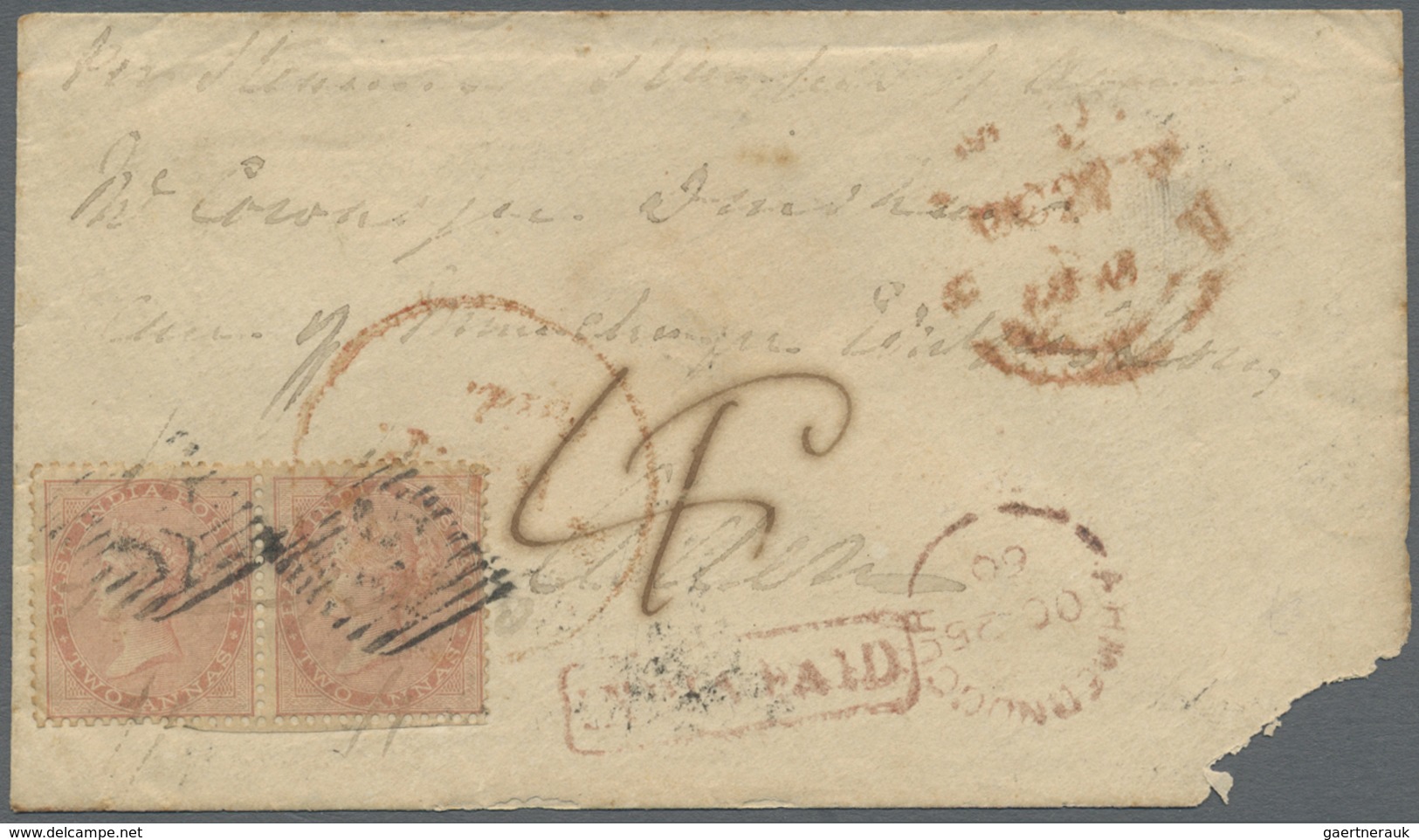 Br Indien: 1859-61: Three Franked Covers To Aden All With The Scarce Large Circled Handstamp "BOMBAY/B. - Autres & Non Classés