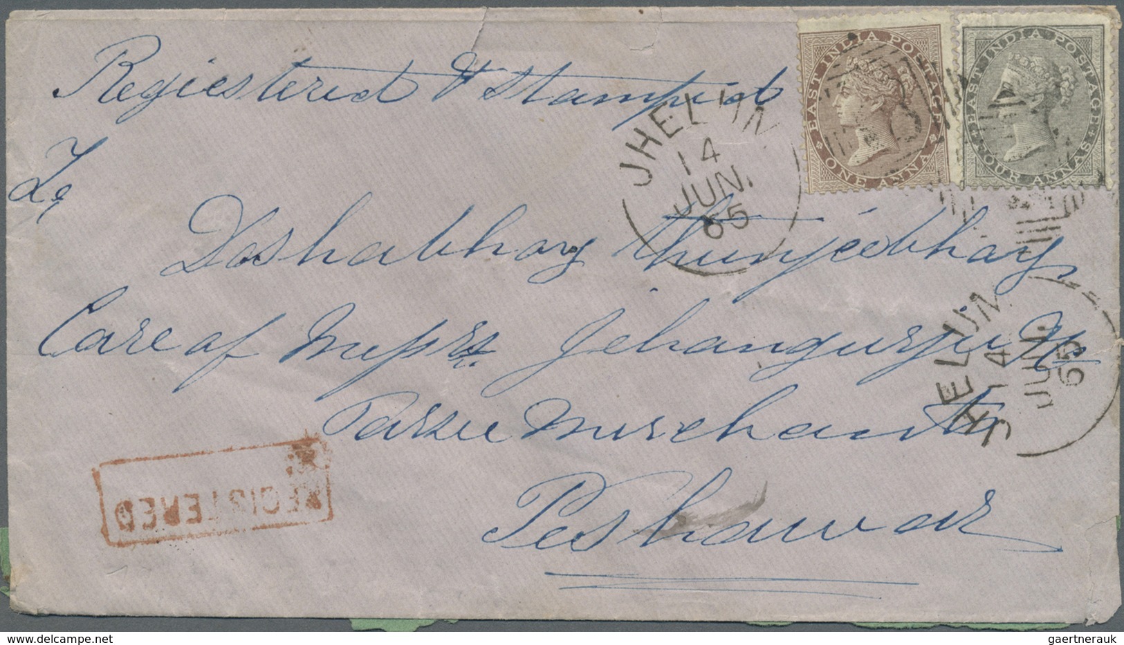 Br Indien: 1862/1867, 6 Envelopes, All In Domestic Use Franked With QV Stamps. Three Of Them Have Been - Autres & Non Classés